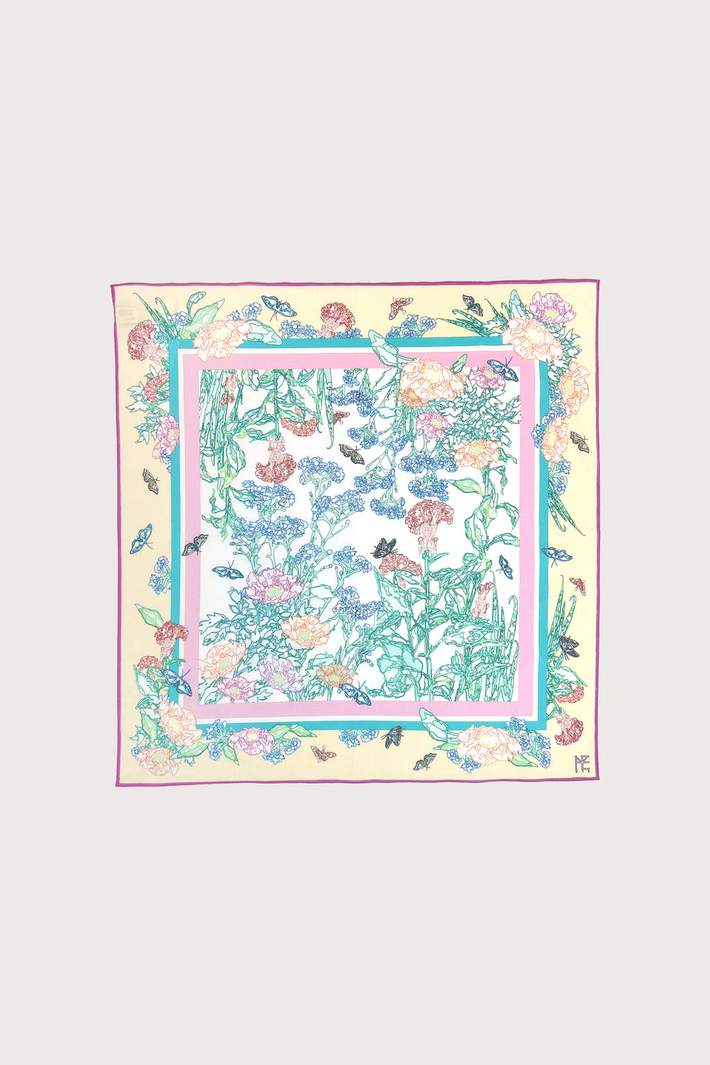 Cotton Line Painting of Grass and Insects 65 Peach