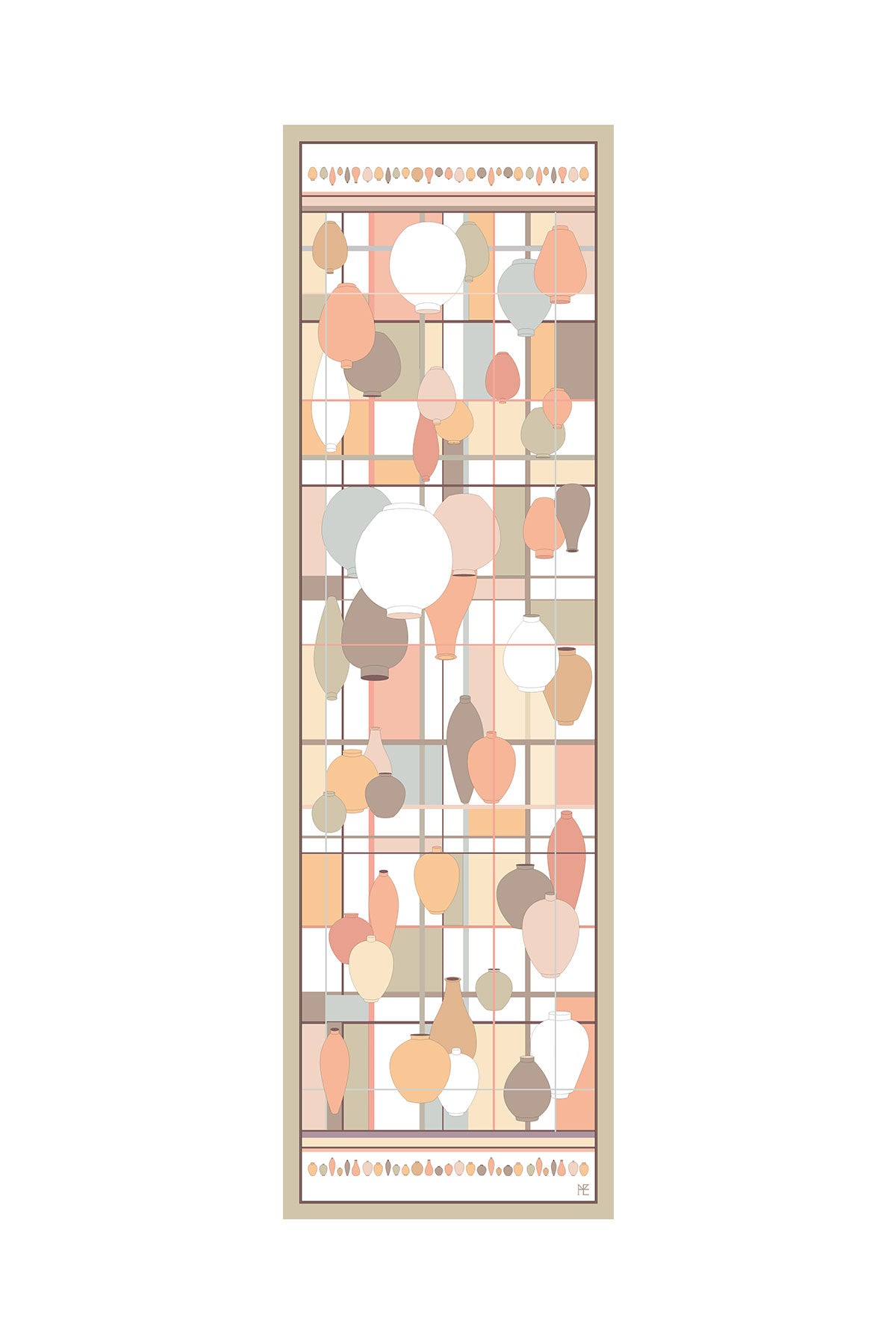 Ceramics Long Scarf - Beige