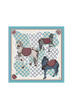 Horses and Wave Patterns Scarf 70 - Blue