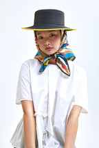 Nature painting with Embroidered Flower pattern - Beige