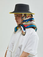 Nature painting with Embroidered Flower pattern - Beige