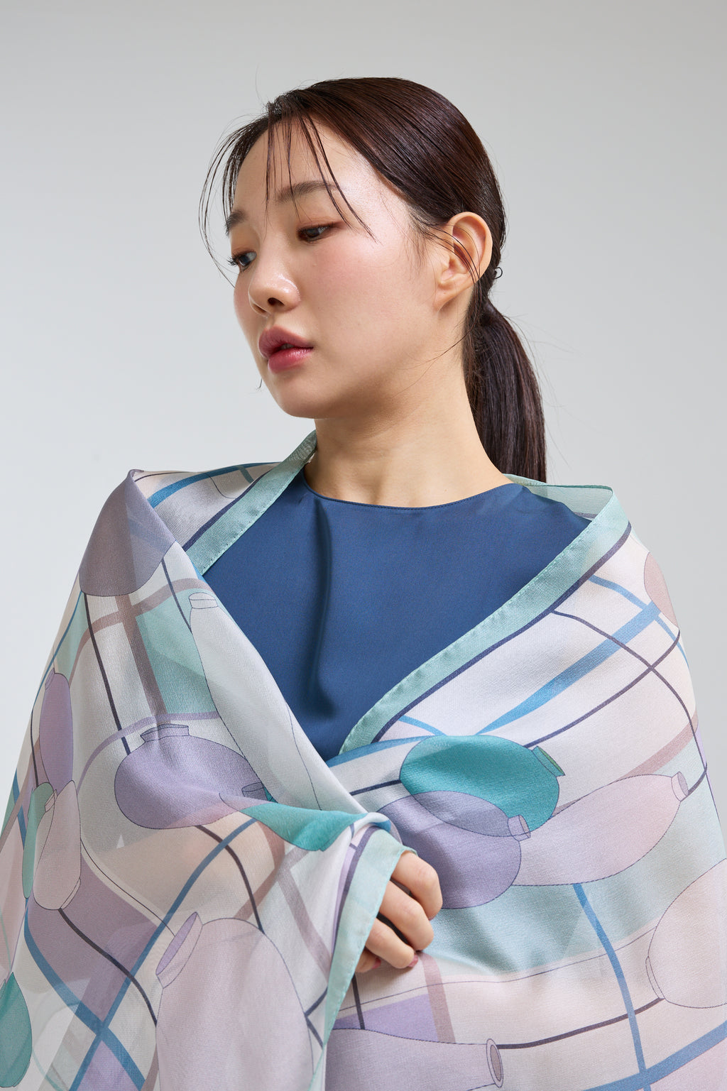 Ceramics Long Scarf - Misty green
