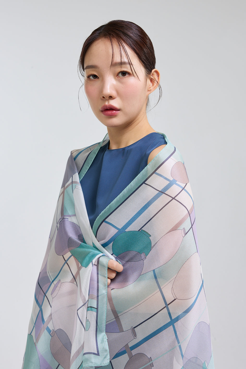 Ceramics Long Scarf - Misty green