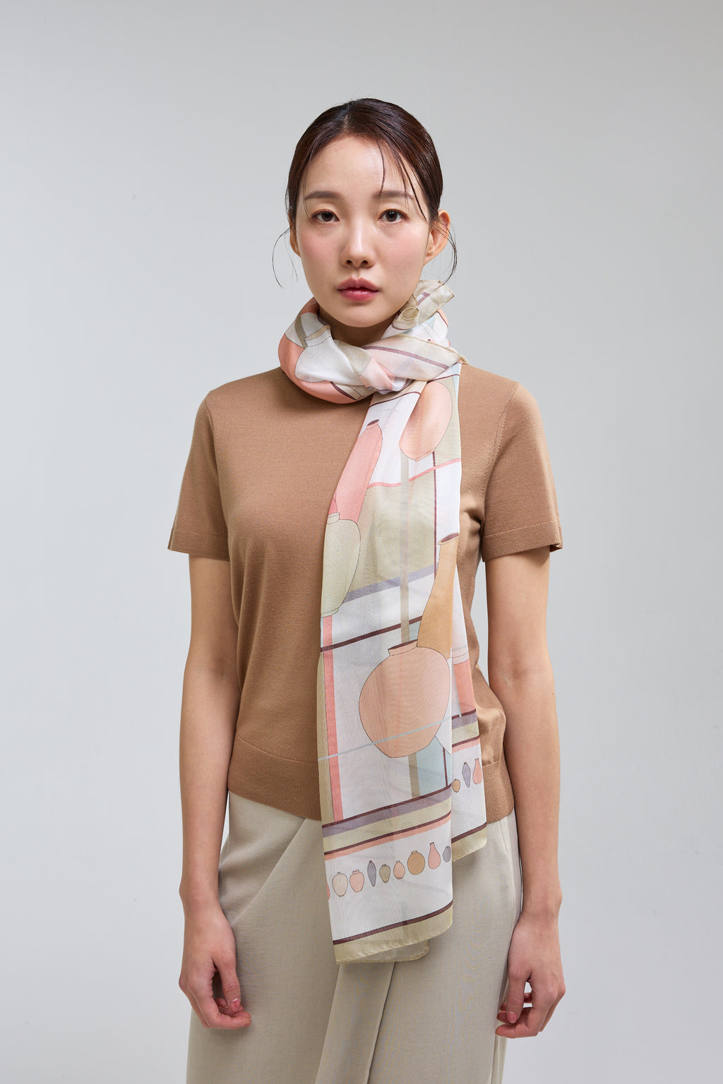Ceramics Long Scarf - Beige