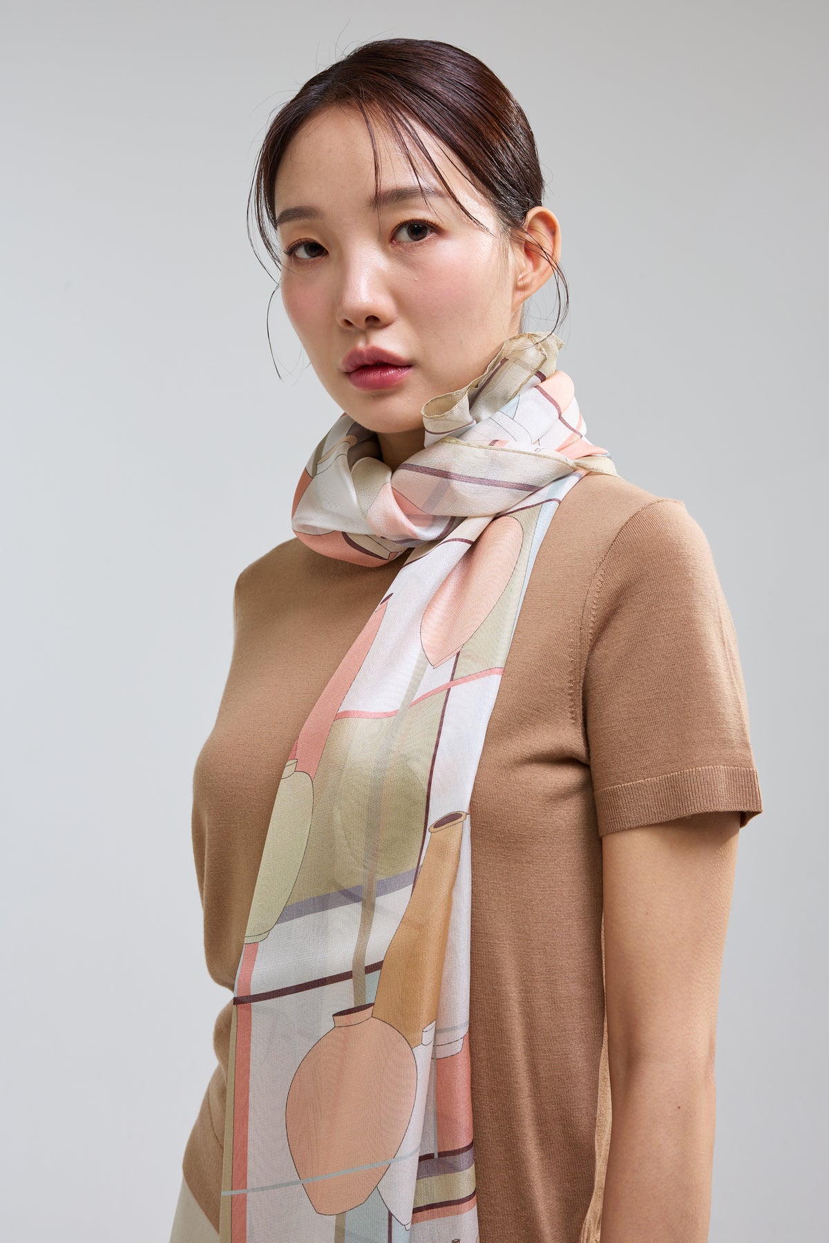 Ceramics Long Scarf - Beige