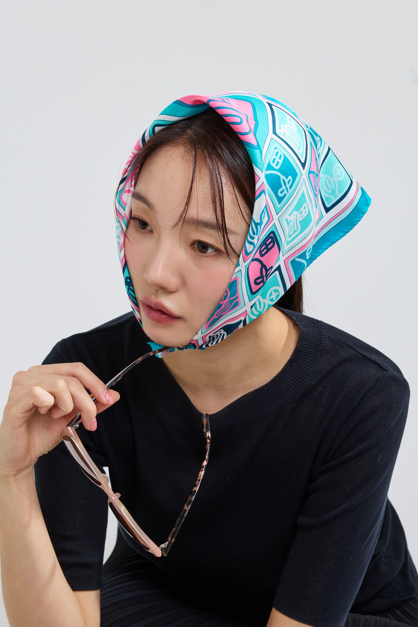 Checkered Simjeon Seal Scarf 50 Green