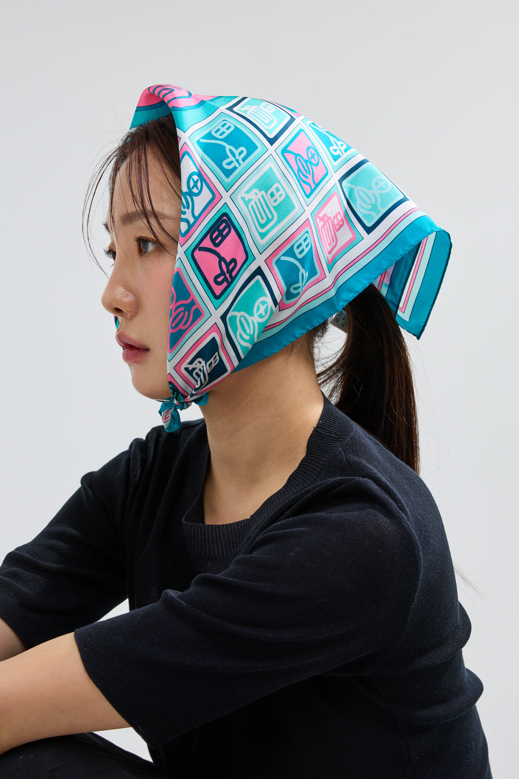 Checkered Simjeon Seal Scarf 50 - Green