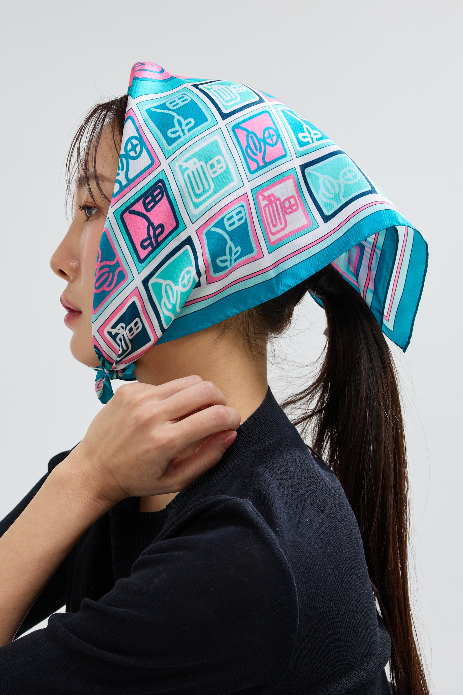 Checkered Simjeon Seal Scarf 50 - Green