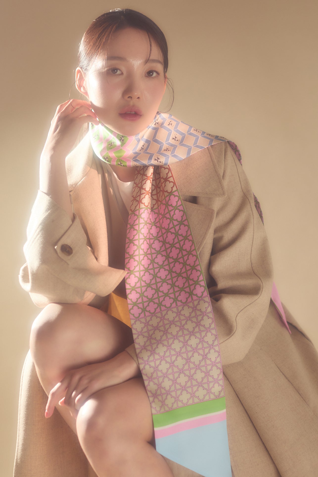 Horses and Latticework Long Twilly - Pink