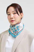 Horses and Wave Patterns Scarf 70 - Blue