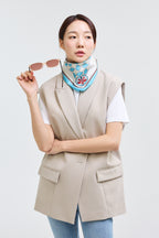 Horses and Wave Patterns Scarf 70 - Blue