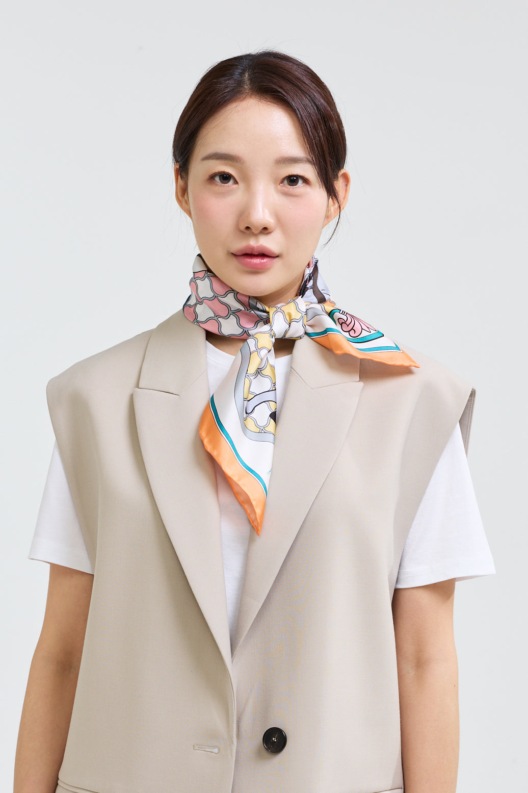 Horses and Wave Patterns Scarf 70 - Orange