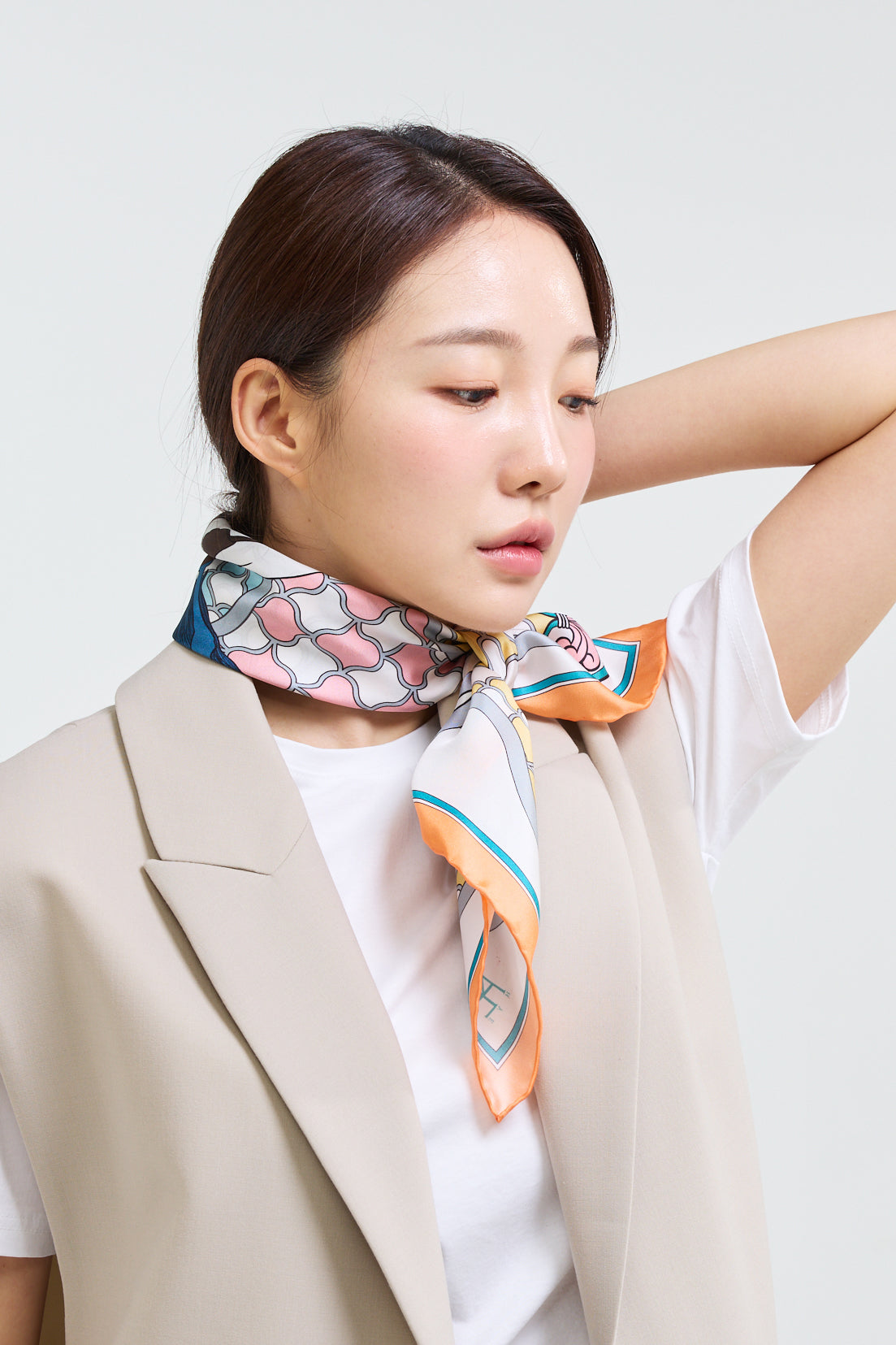 Horses and Wave Patterns Scarf 70 - Orange