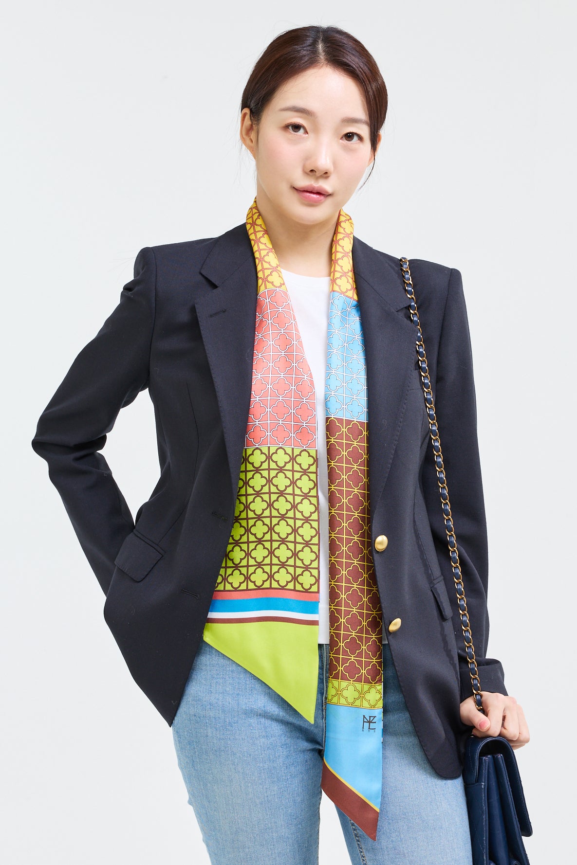 Horses and Latticework Long Twilly - Blue