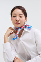 Checkered Simjeon Seal Scarf 50 Blue