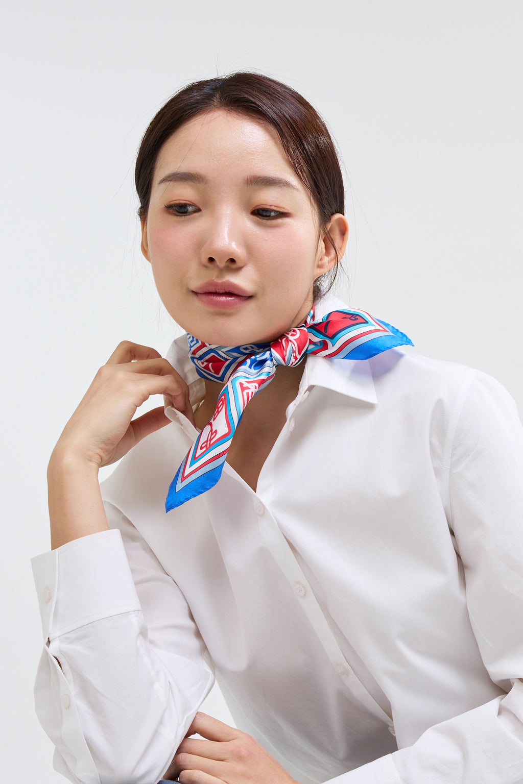 Checkered Simjeon Seal Scarf 50 - Blue