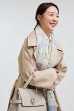 격자문 믹스 롱스카프 베이지