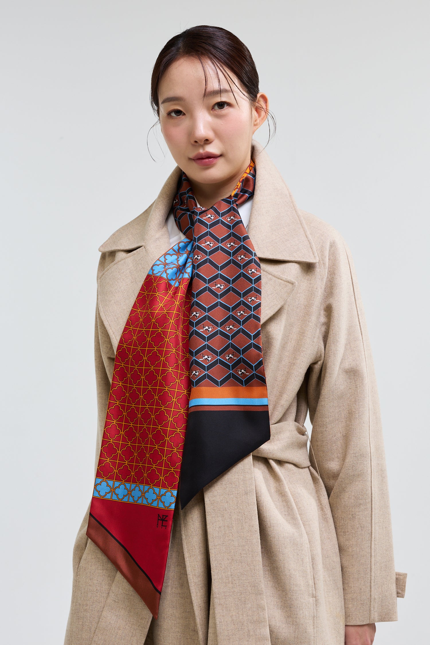 Horses and Latticework Long Twilly - Brown