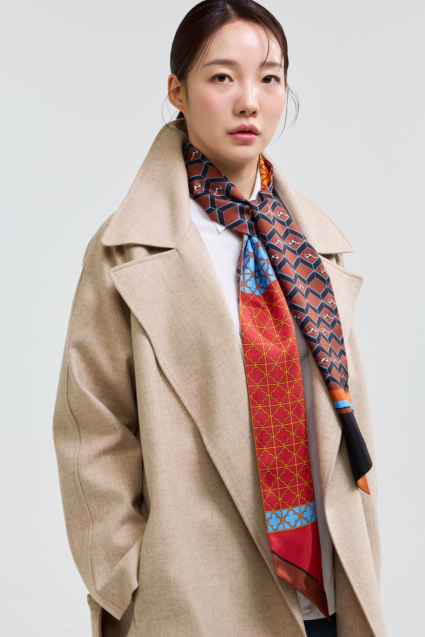 Horses and Latticework Long Twilly - Brown