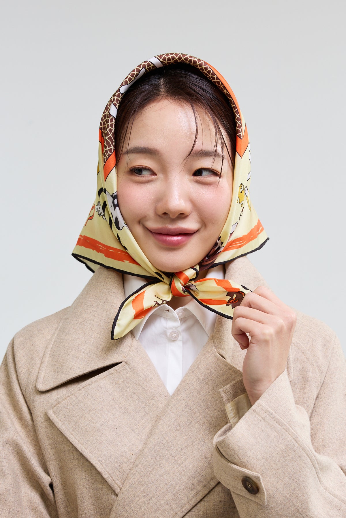 Horse and Signature Seal Scarf 70 - Yellow