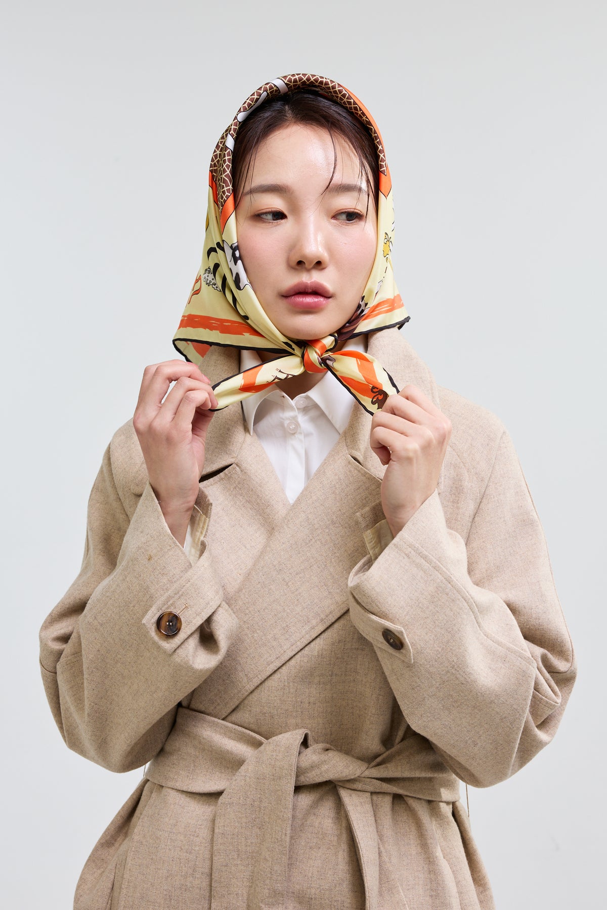 Horse and Signature Seal Scarf 70 - Yellow