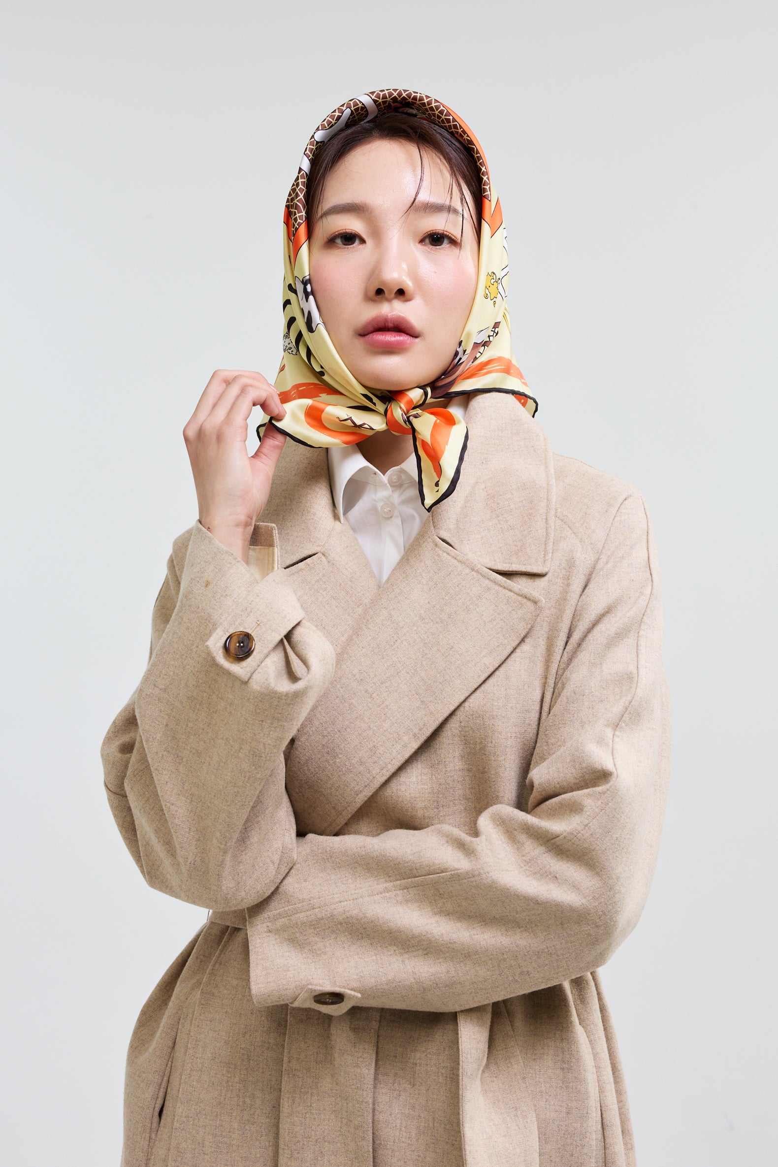 Horse and Signature Seal Scarf 70 - Yellow