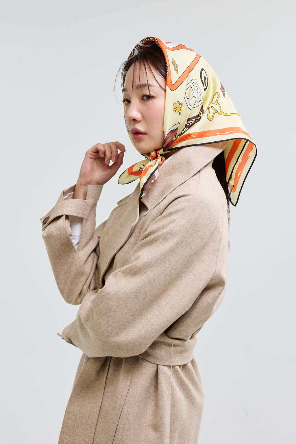 Horse and Signature Seal Scarf 70 - Yellow