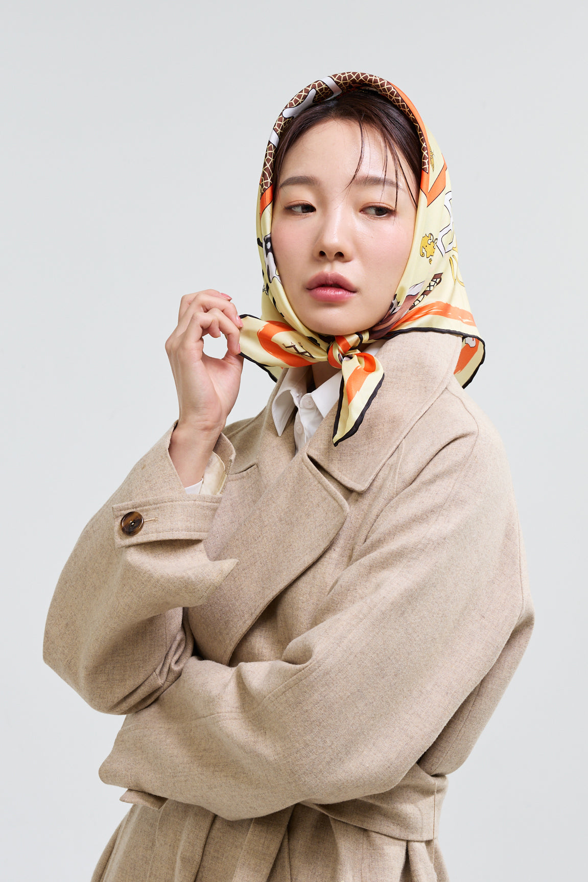 Horse and Signature Seal Scarf 70 - Yellow