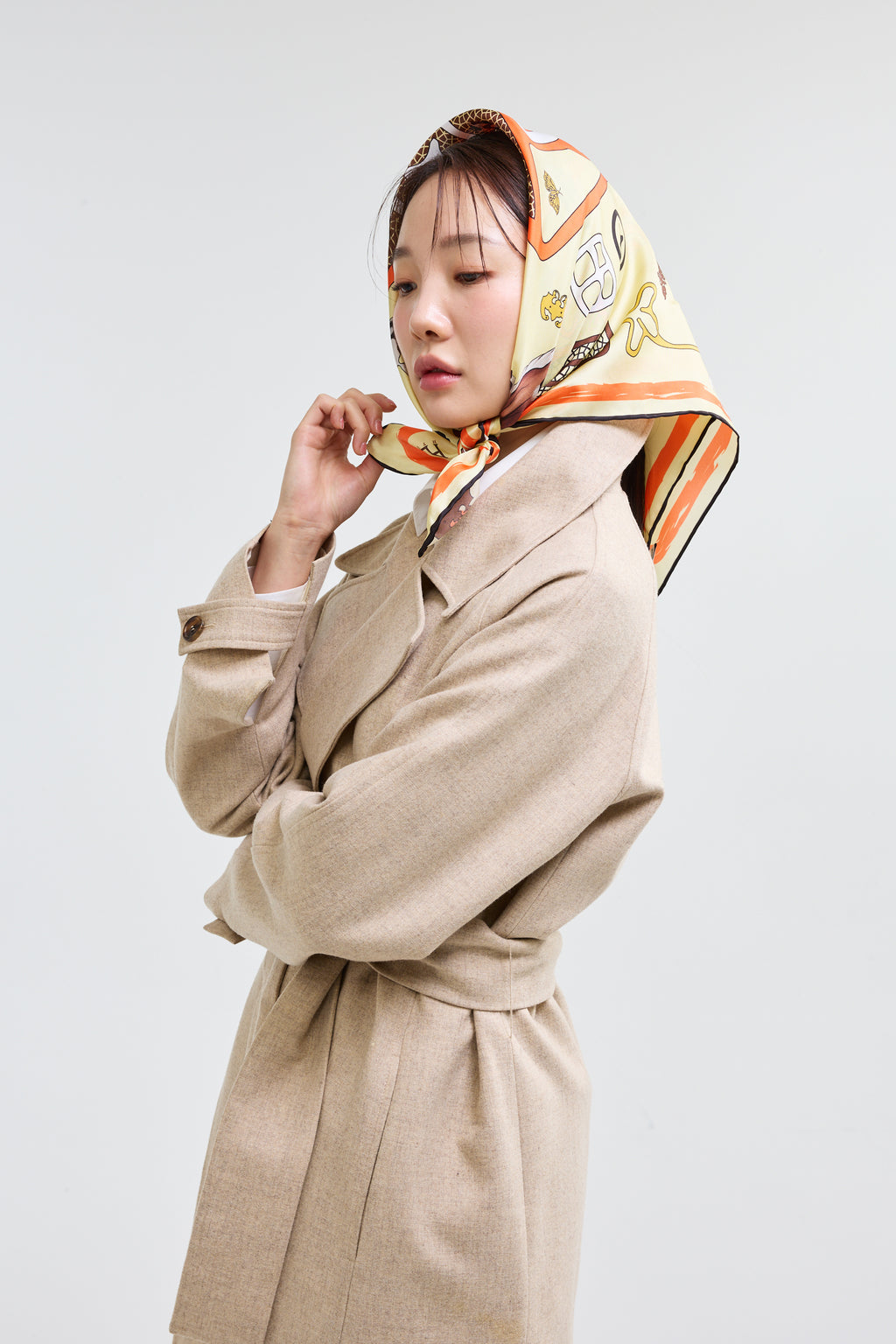 Horse and Signature Seal Scarf 70 - Yellow