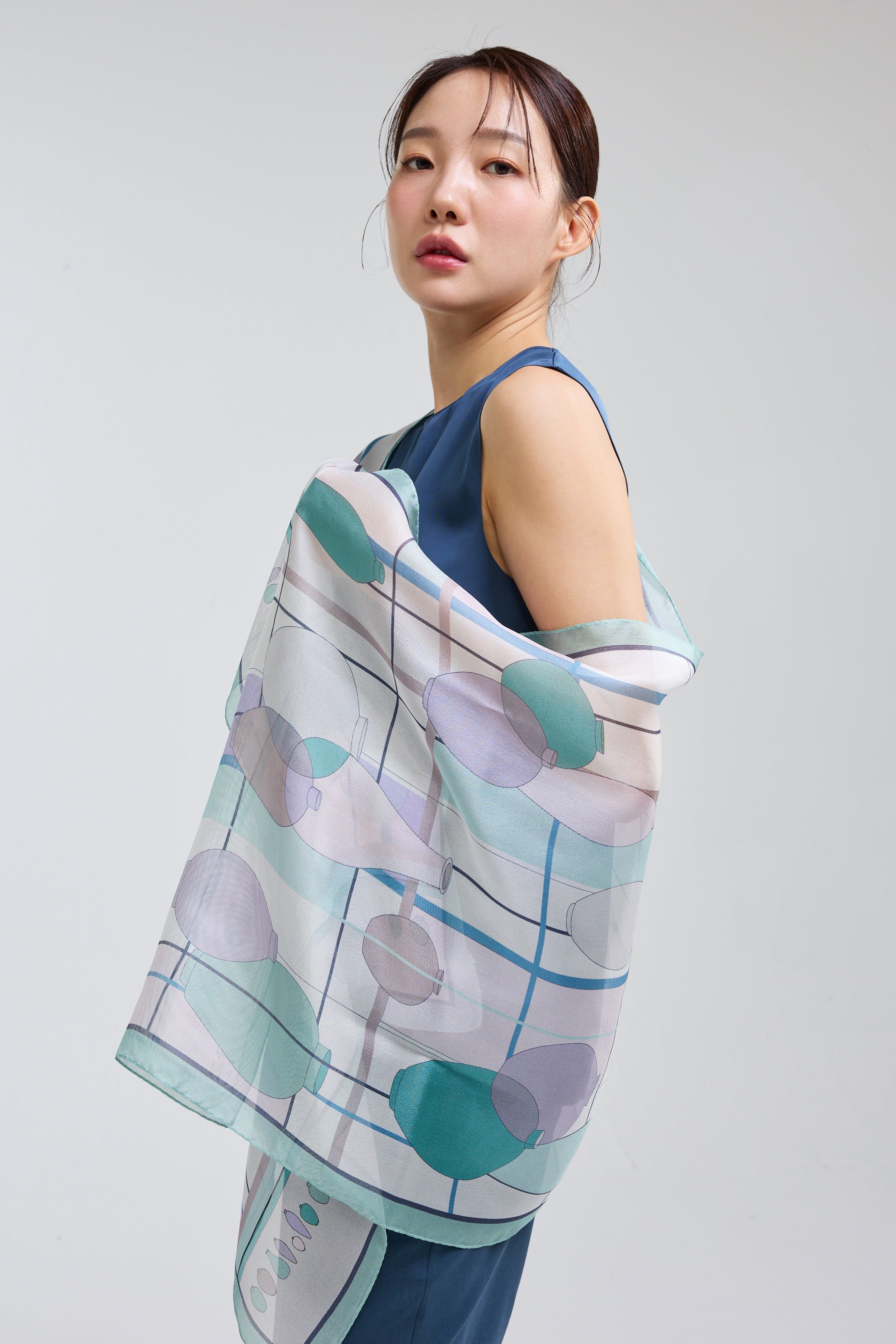 Ceramics Long Scarf - Misty Green