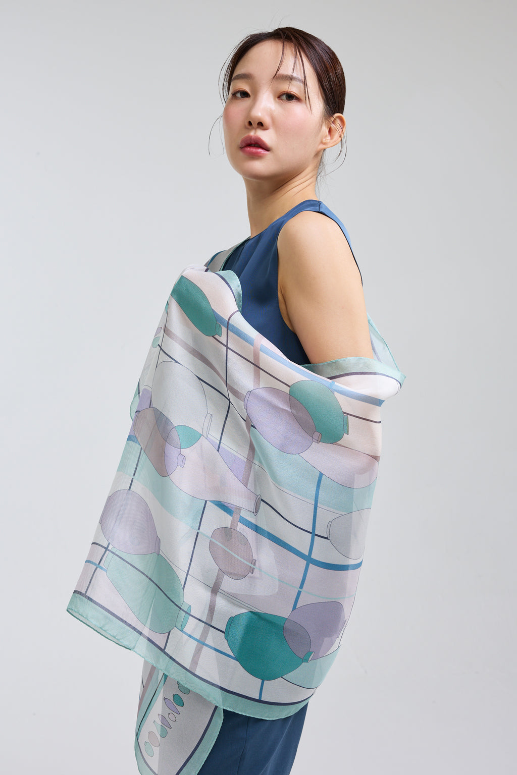 Ceramics Long Scarf - Misty green