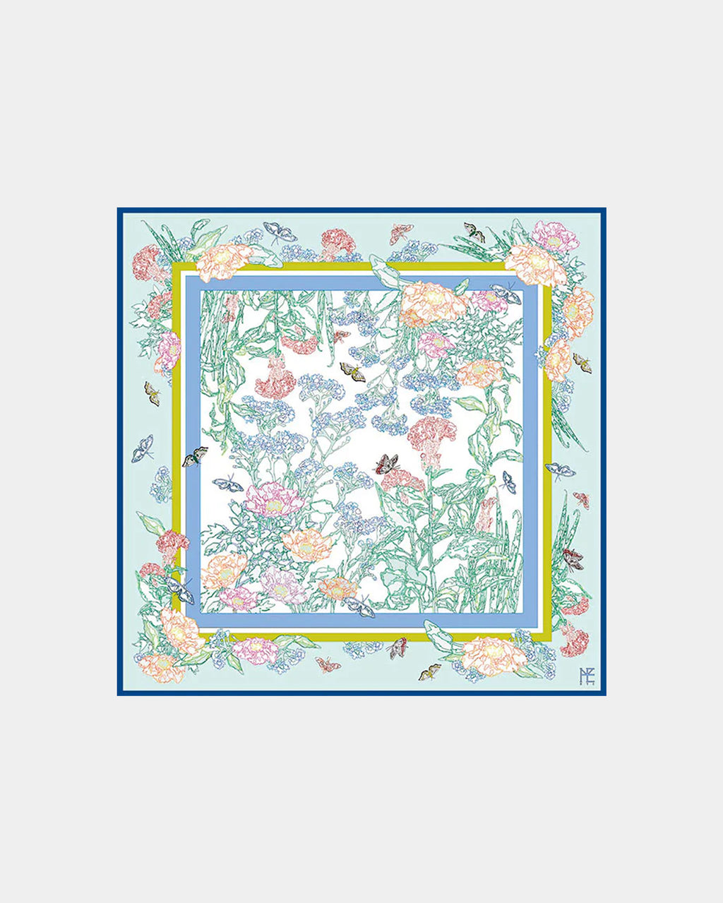 Cotton Line Painting of Grass and Insects 65 Mint