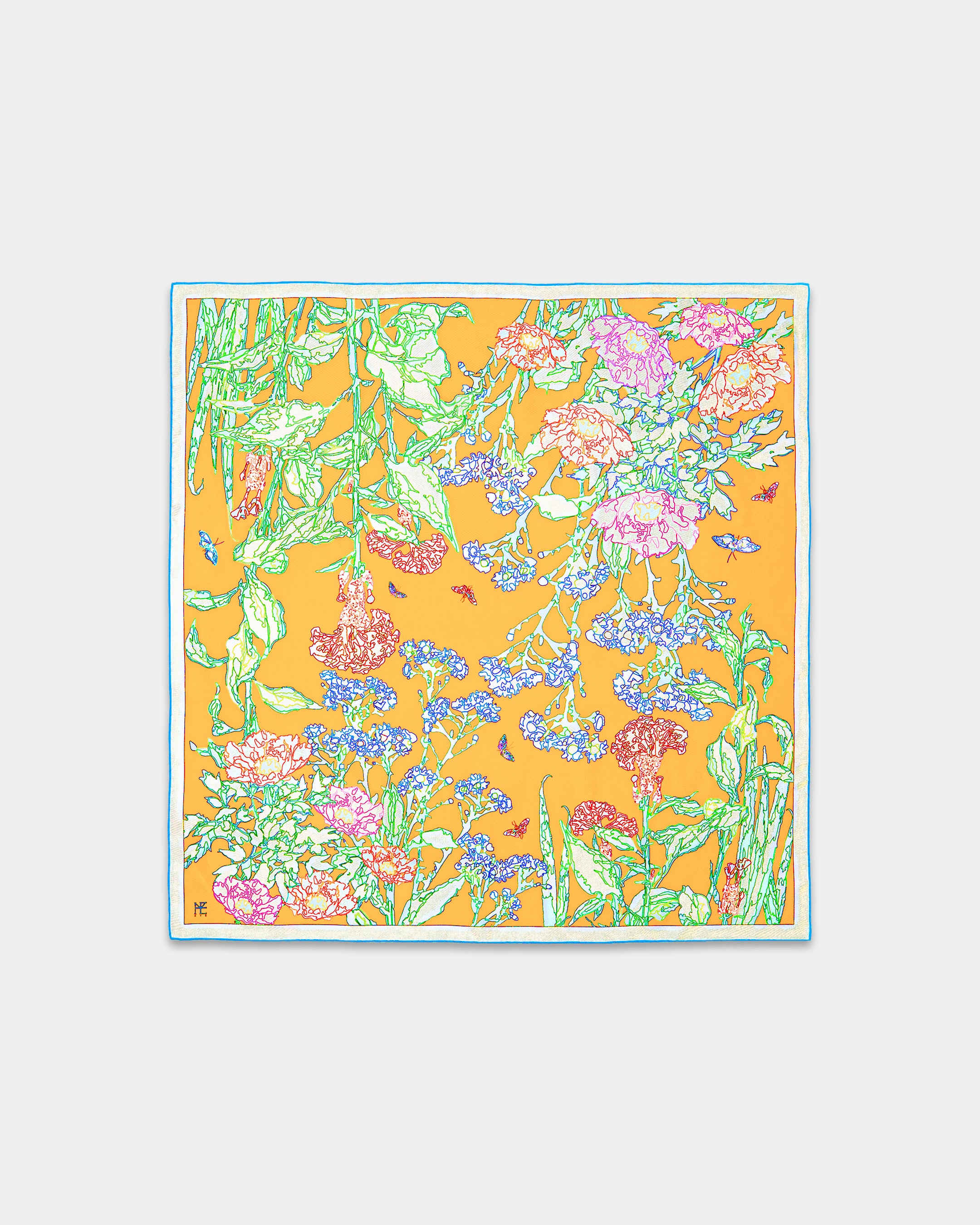 Line Painting of Grass and Insects 90 Orange