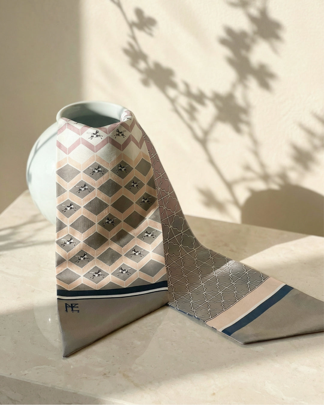 Horses and Latticework Pink Gray