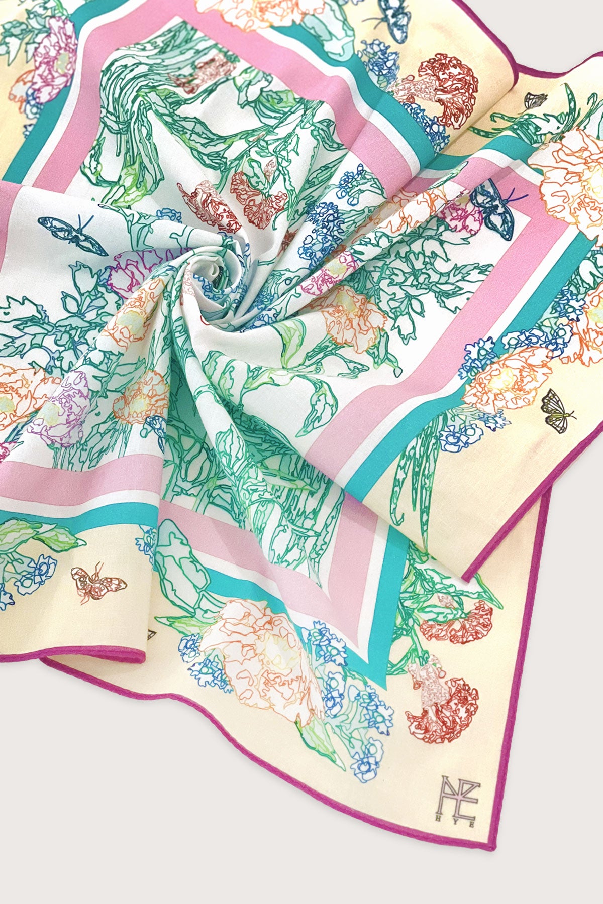 Cotton Line Painting of Grass and Insects 65 Peach
