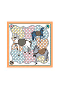 Horses and Wave Patterns Scarf 70 - Orange