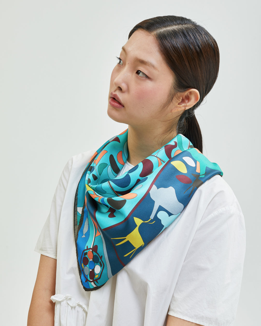 수화문과 산수도 70 스카프 블루