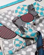 말과 물결문 70 스카프 블루