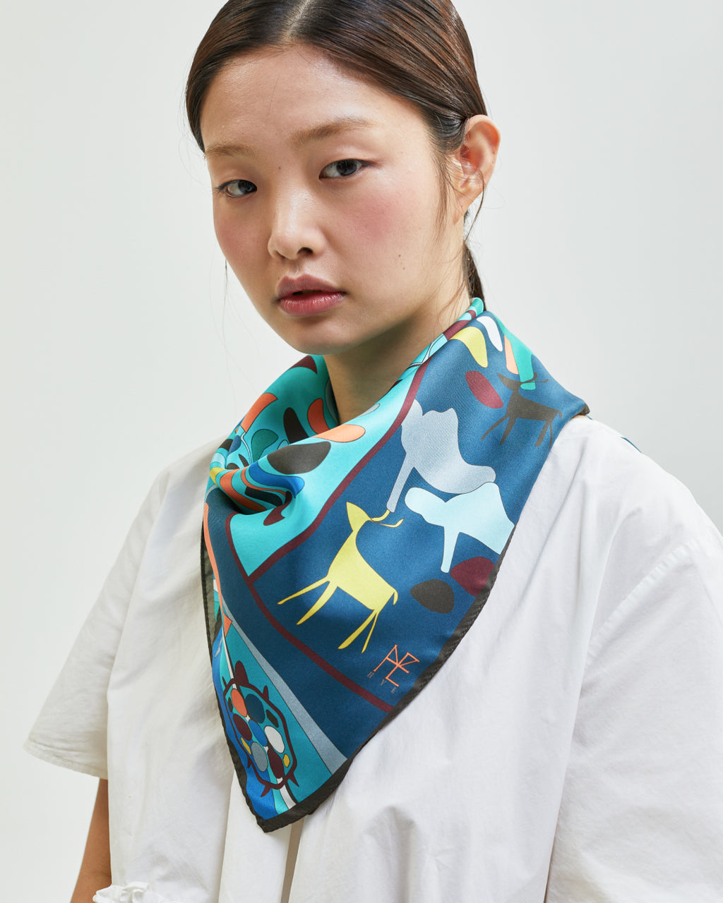 수화문과 산수도 70 스카프 블루