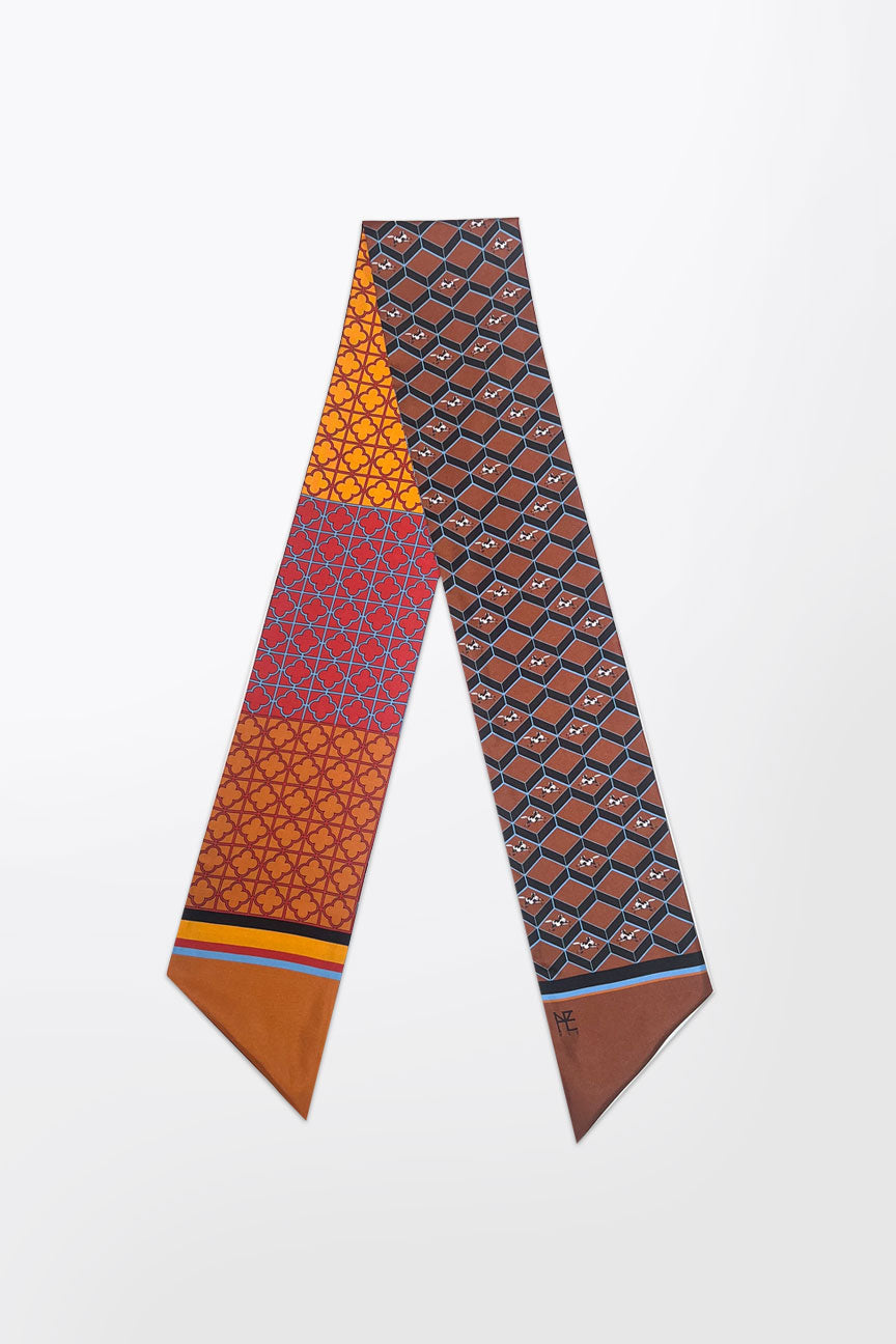 Horses and Latticework Long Twilly - Brown