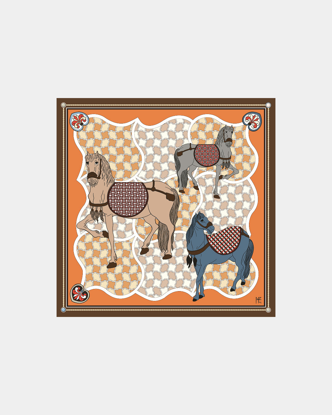 Horses and Wave Patterns 70 Brown