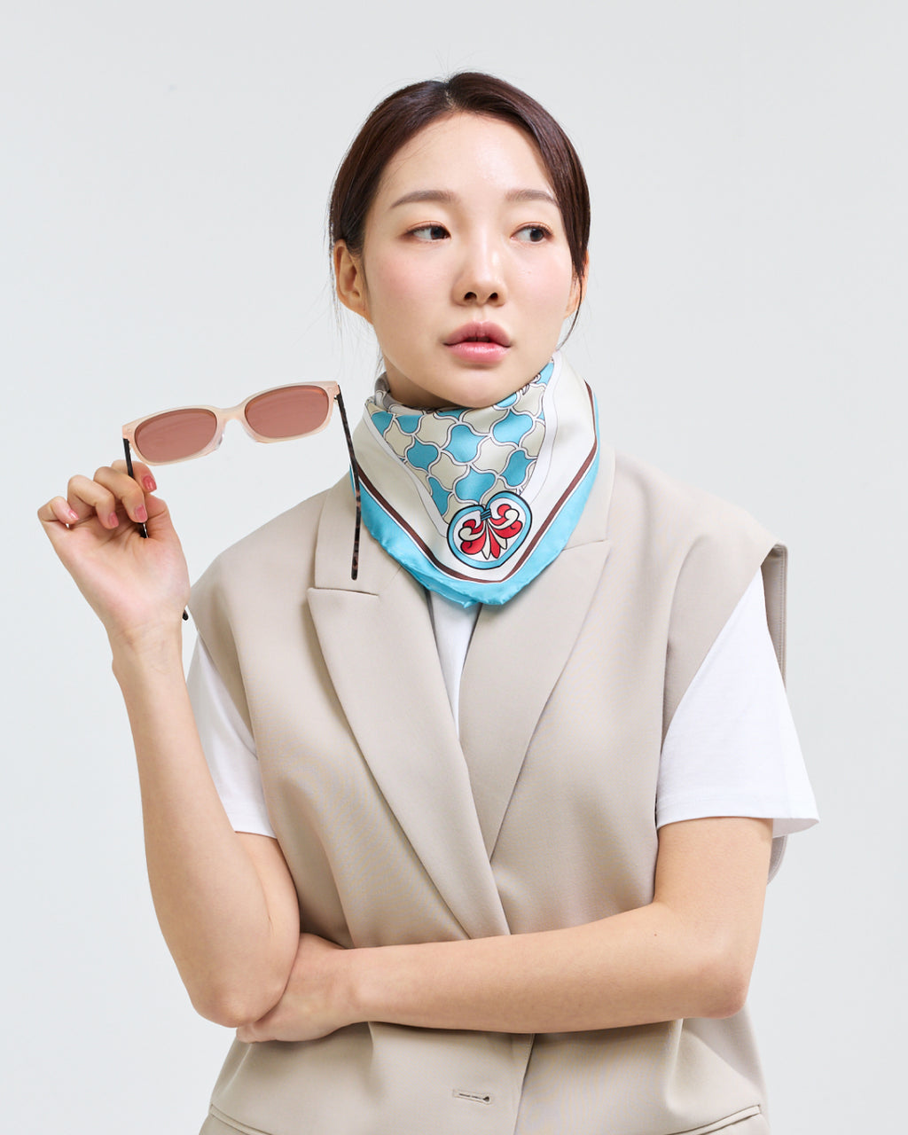 말과 물결문 70 스카프 블루
