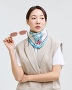 말과 물결문 70 스카프 블루