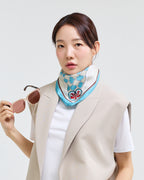 말과 물결문 70 스카프 블루
