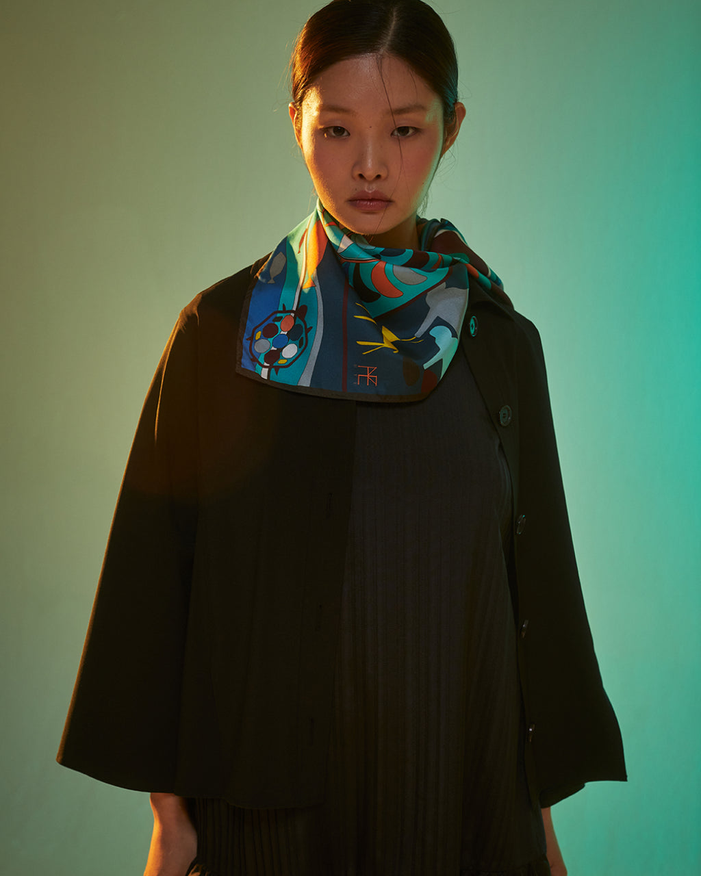 수화문과 산수도 70 스카프 블루