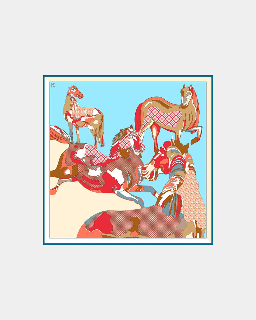 Line of Eight Horses 90 Red