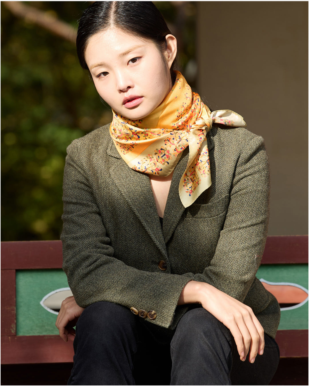 여의문 90 스카프 오렌지