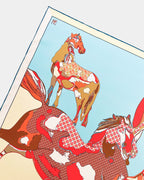Line of Eight Horses 90 Red
