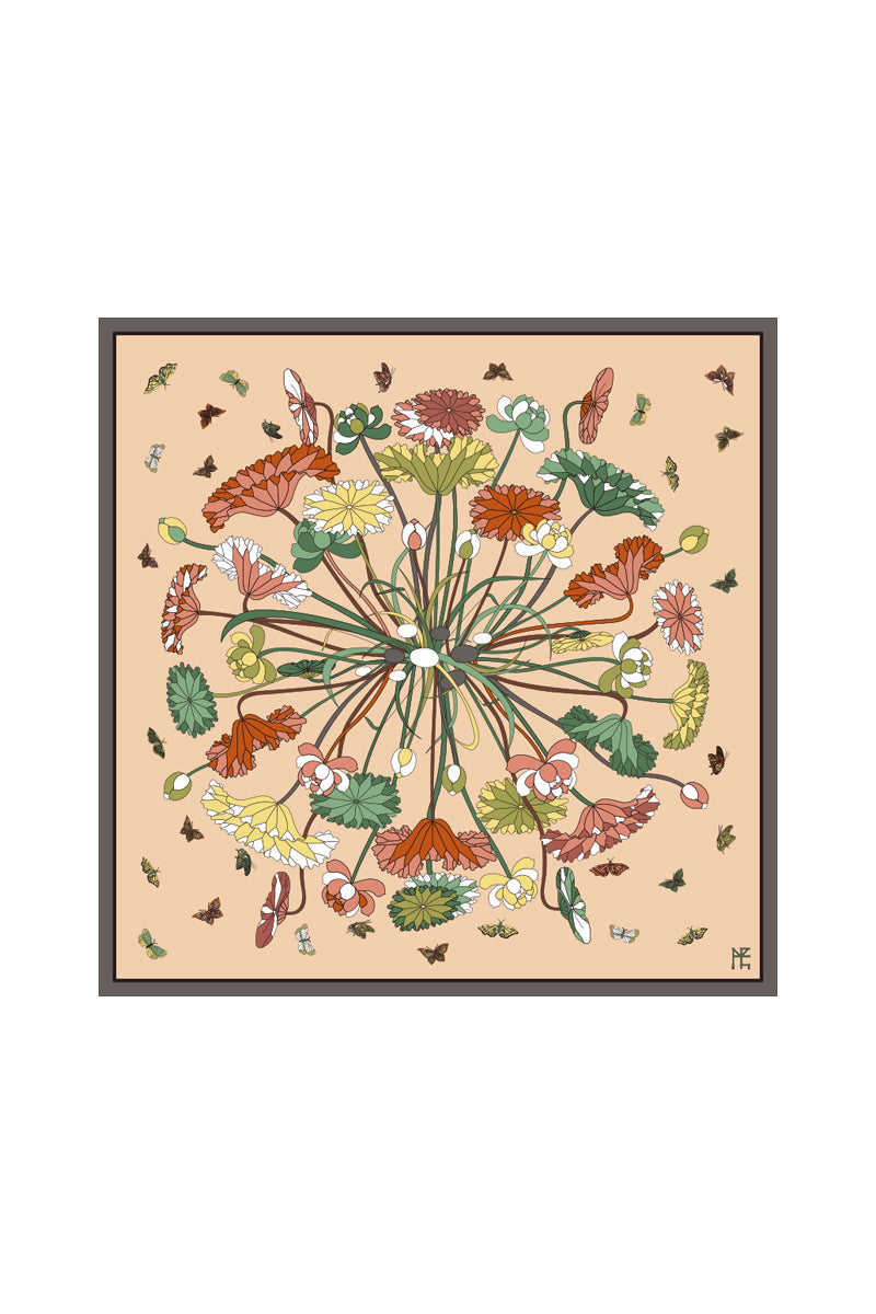 Lotus Pattern and Butterfly 90 - Beige