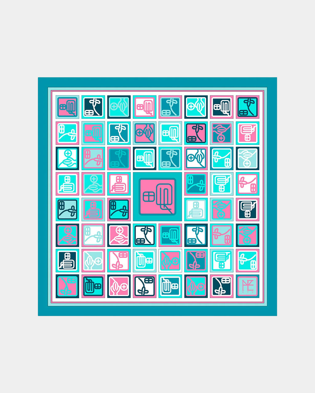 Checkered Simjeon Seal Scarf 50 Green